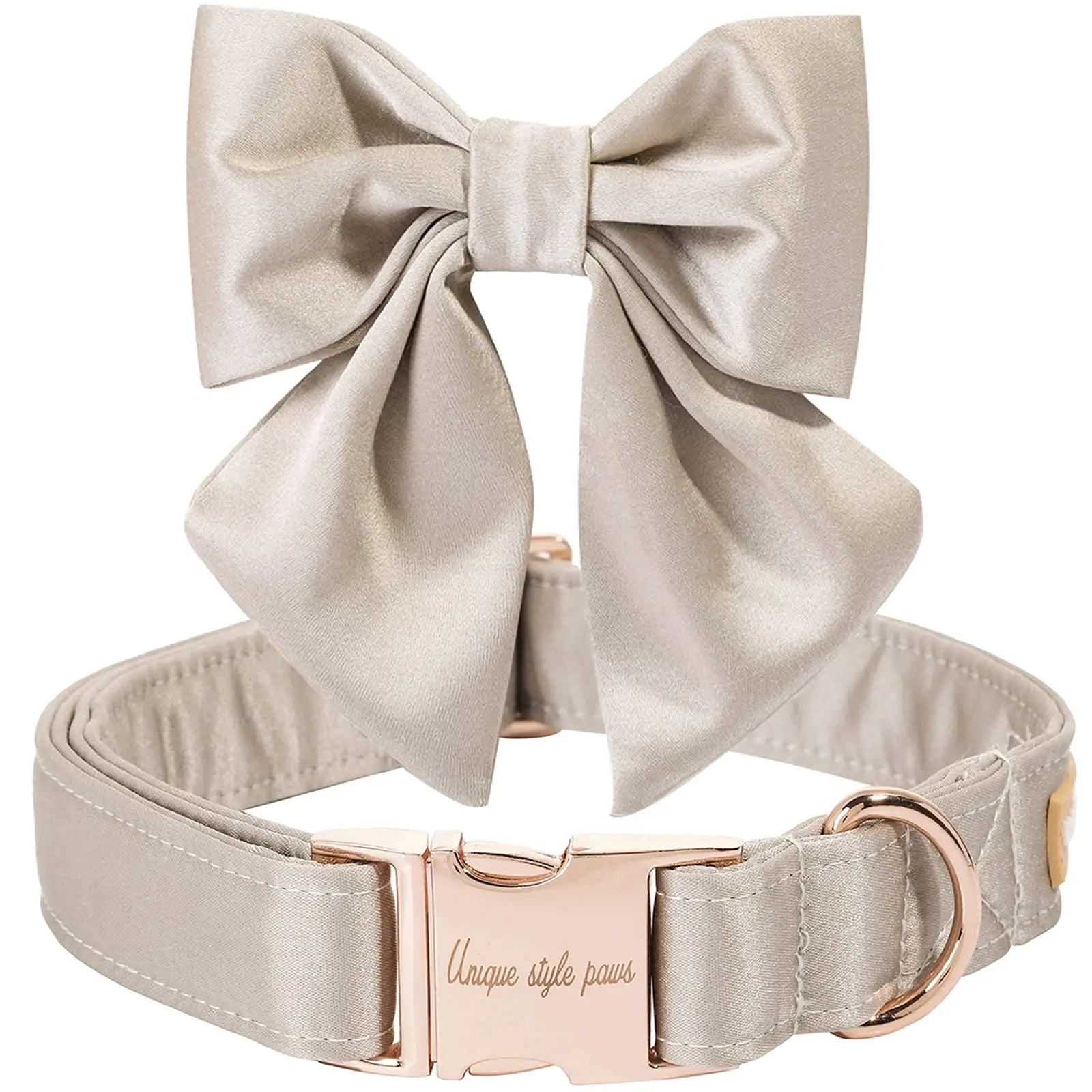 Unique Style Paws Silk Adjustable Durable Dog Collar with Bowtie, Bow Collars for Small to Large Dogs