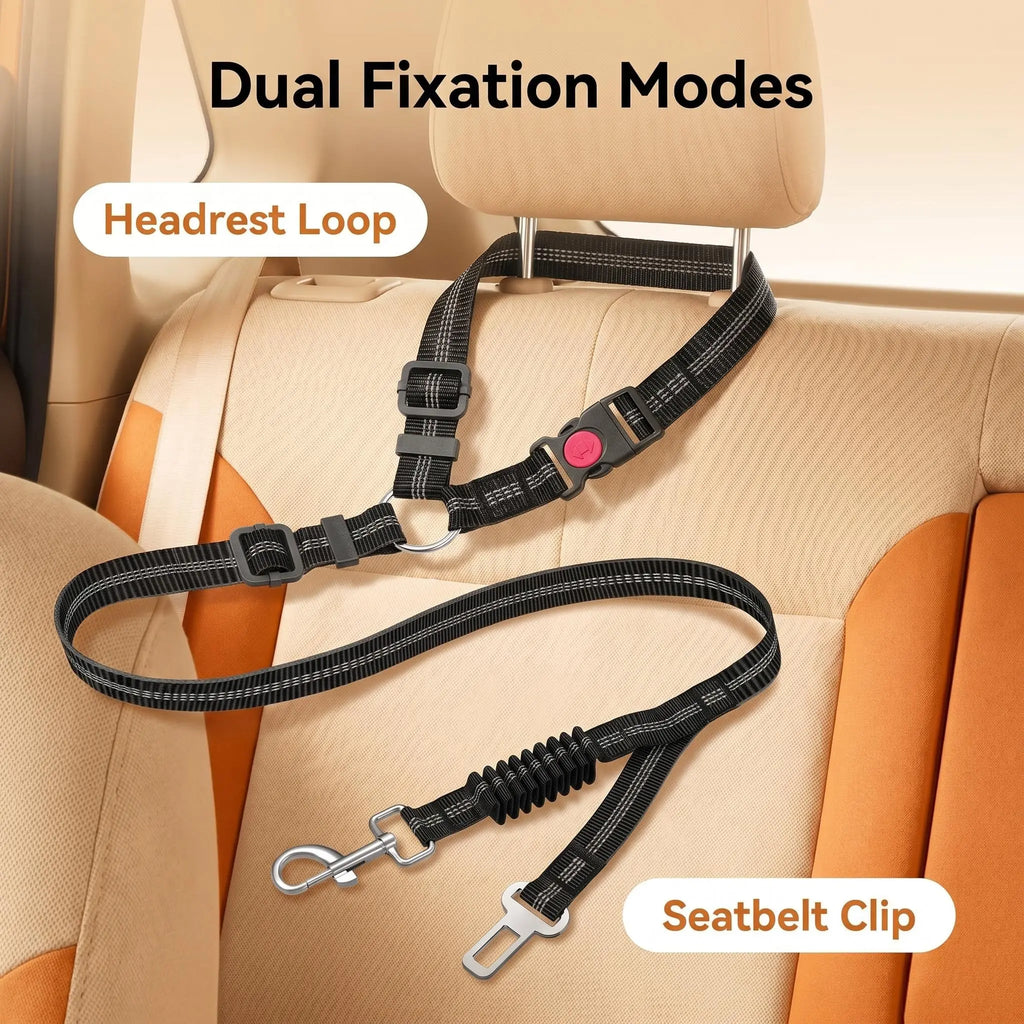 No More Jumping around – Adjustable Dog Car Seat Belt with Dual Fixing Design for Safe & Comfortable Car Rides