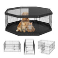 【Fathersdaygift】Vevor Dog Playpen, 8 Panels Foldable Metal Dog Exercise Pen with Top Cover and Bottom Pad, 24" H Pet Fence Puppy Crate Kennel, Indoor Outdoor Dog Pen for Small Medium Pets, for Camping, Yard