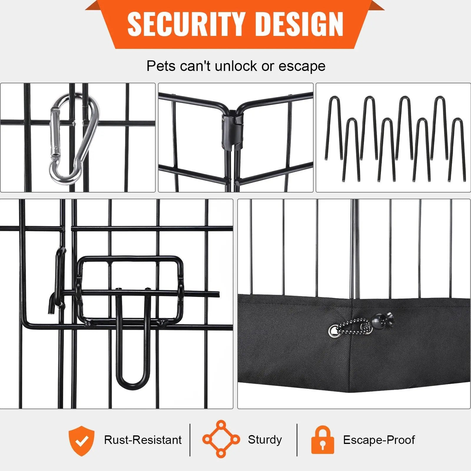 【Fathersdaygift】Vevor Dog Playpen, 8 Panels Foldable Metal Dog Exercise Pen with Top Cover and Bottom Pad, 24" H Pet Fence Puppy Crate Kennel, Indoor Outdoor Dog Pen for Small Medium Pets, for Camping, Yard