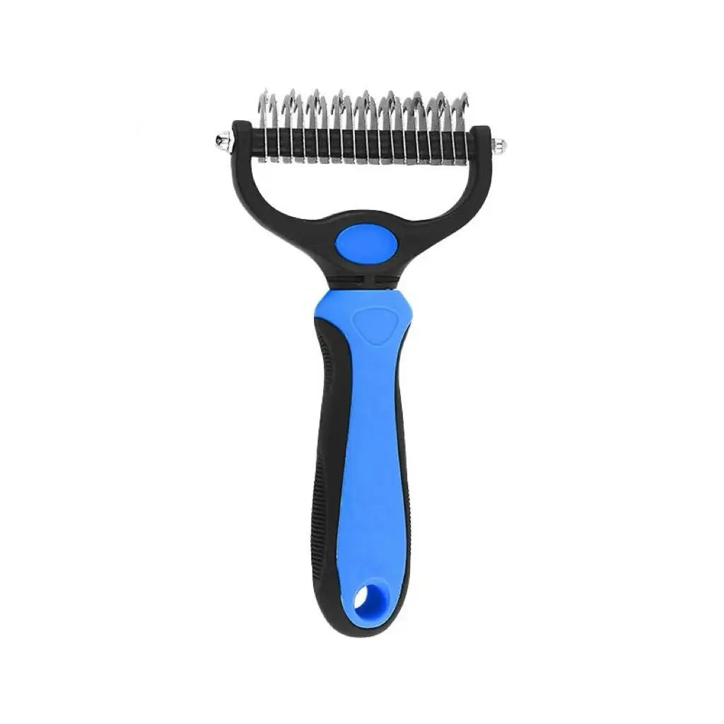 Pet Dematting Undercoat Rake for Long Haired Dogs Cats, Double Sided Deshedding Brush, Pain Free Tangle Remover to Reduce Shedding & Mats, Pet Grooming Tool N2 Comb