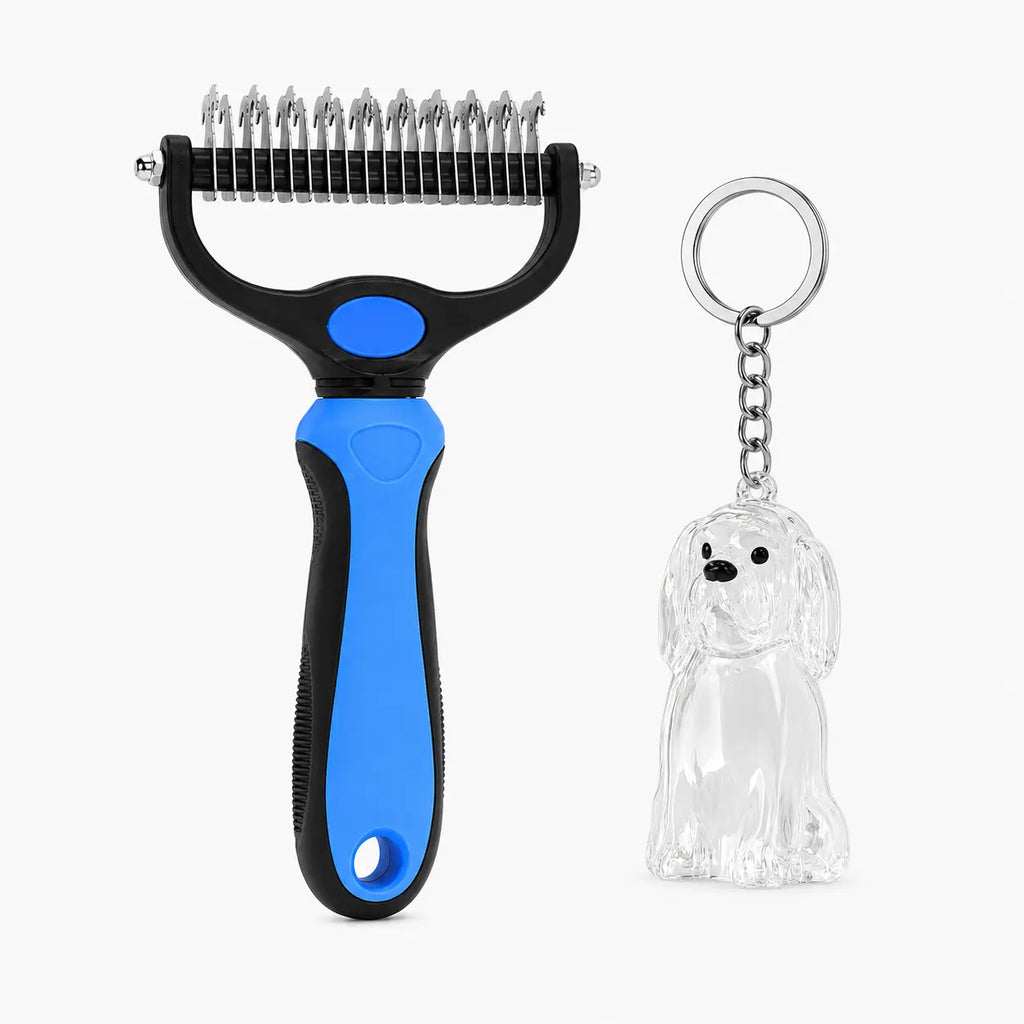 Pet Dematting Undercoat Rake for Long Haired Dogs Cats, Double Sided Deshedding Brush, Pain Free Tangle Remover to Reduce Shedding & Mats, Pet Grooming Tool N2 Comb