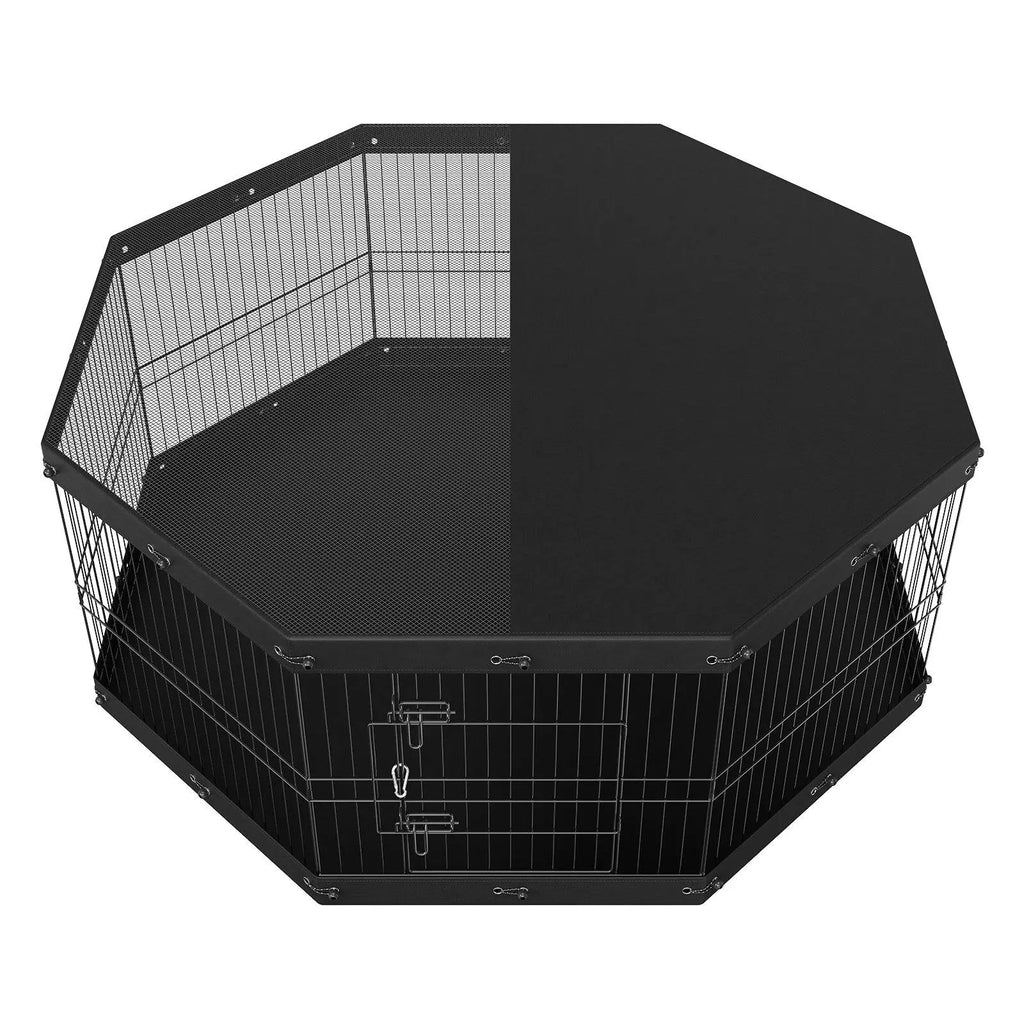 【Fathersdaygift】Vevor Dog Playpen, 8 Panels Foldable Metal Dog Exercise Pen with Top Cover and Bottom Pad, 24" H Pet Fence Puppy Crate Kennel, Indoor Outdoor Dog Pen for Small Medium Pets, for Camping, Yard